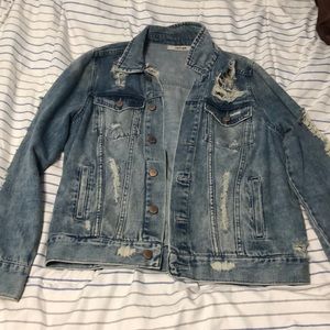Distressed jean jacket